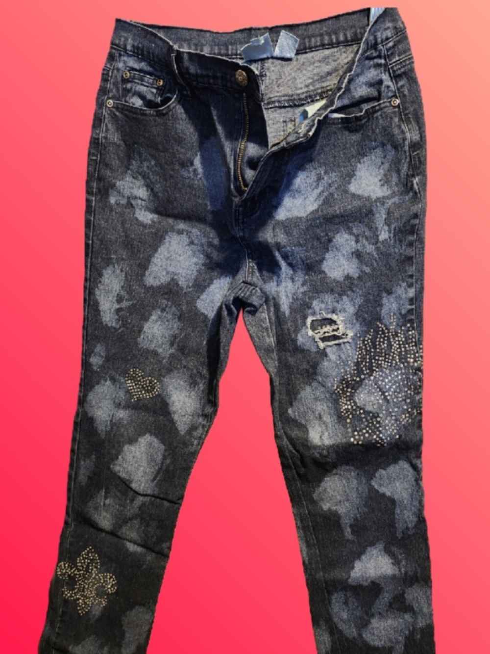 DG2 Bleach‑Dye Sparkle Jeans